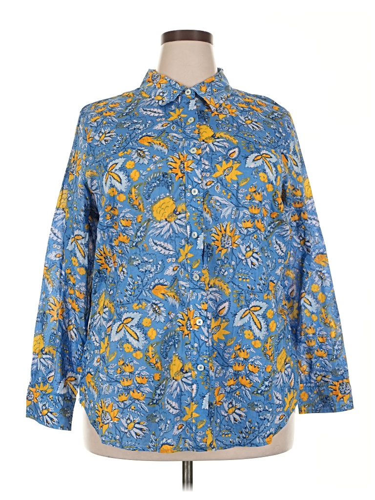 Pre-owned Talbots Long Sleeve Button Down Shirt In Blue