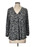TWO by Vince Camuto Floral Black 3/4 Sleeve Blouse Size L - photo 1