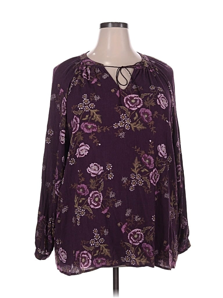 Pre-owned Fred David Long Sleeve Blouse In Purple