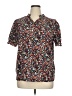 Shein Curve Floral Brown Short Sleeve Button-Down Shirt Size 14 Plus (1) - photo 1