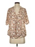 Buckle Black 100% Polyester Floral Tan Short Sleeve Blouse Size XS - photo 1