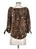 Express 100% Polyester Animal Print Brown 3/4 Sleeve Blouse Size S - photo 2