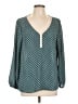 Xhilaration 100% Polyester Polka Dots Teal 3/4 Sleeve Blouse Size L - photo 1