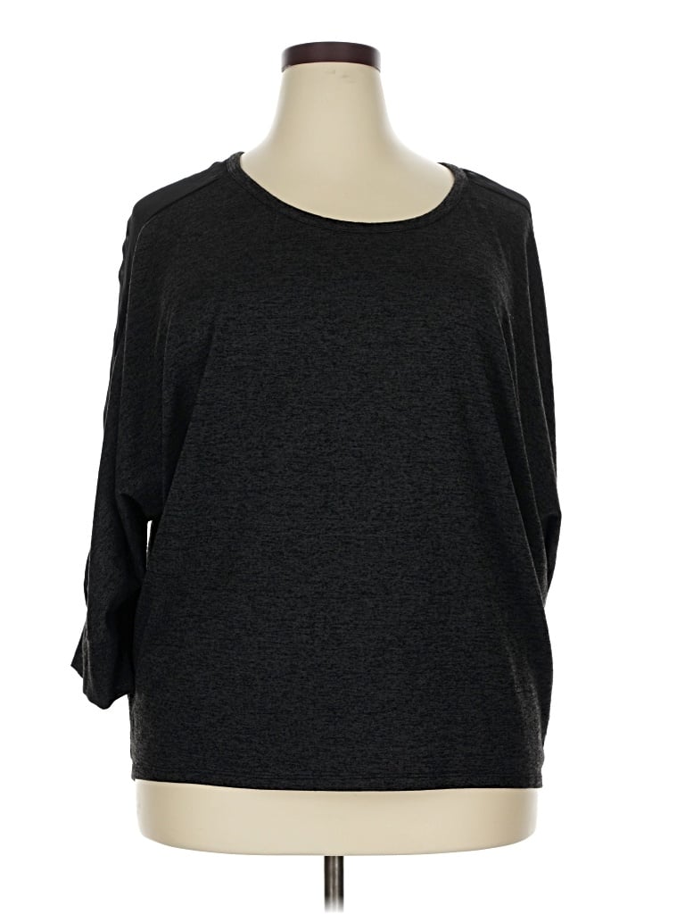 Pre-owned Pure Energy 3/4 Sleeve Top Black Boatneck Tops