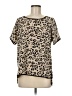 Harlowe & Graham 100% Polyester Animal Print Tan Short Sleeve Blouse Size M - photo 1
