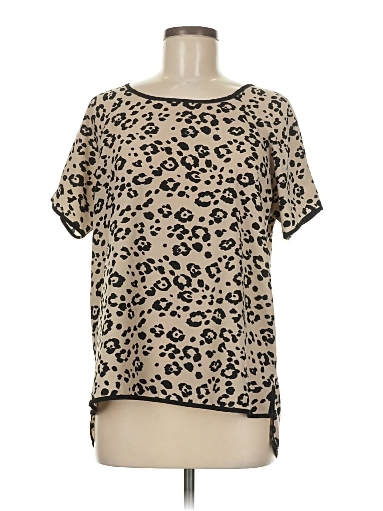 Pre-owned Harlowe & Graham Short Sleeve Blouse In Tan