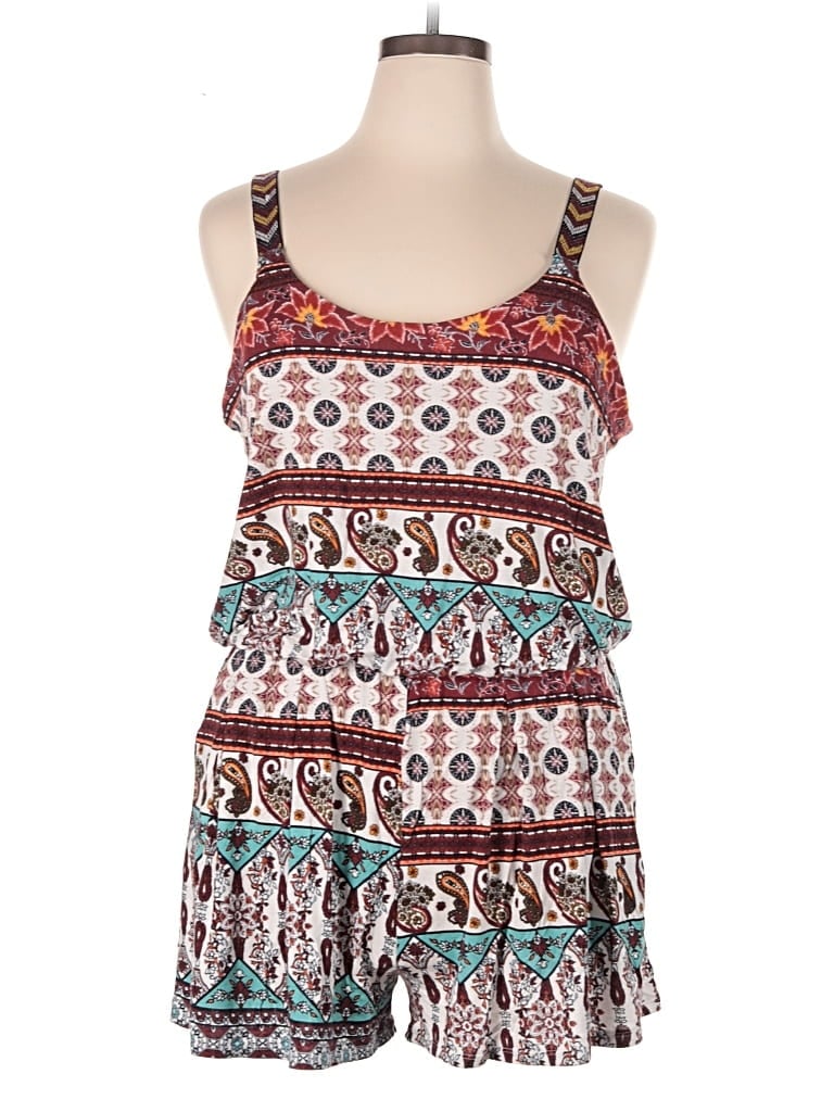 Pre-owned Xhilaration Romper In Burgundy