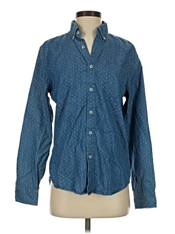 Indigo Long Sleeve Button-Down Shirt (view 1)