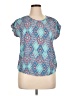 Pink Rose Teal Short Sleeve Blouse Size XL - photo 1