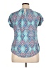 Pink Rose Teal Short Sleeve Blouse Size XL - photo 2