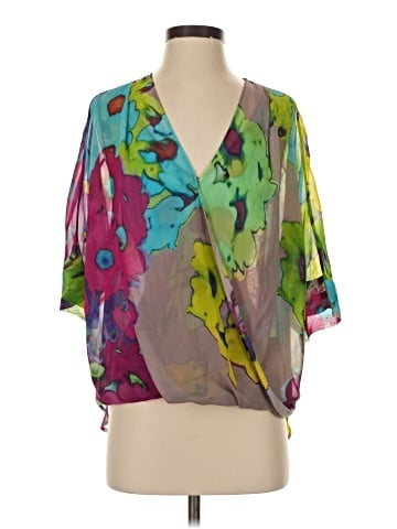 Trina Turk 3/4 Sleeve Silk Top - front