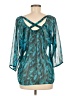 Express 100% Polyester Teal 3/4 Sleeve Blouse Size M - photo 2