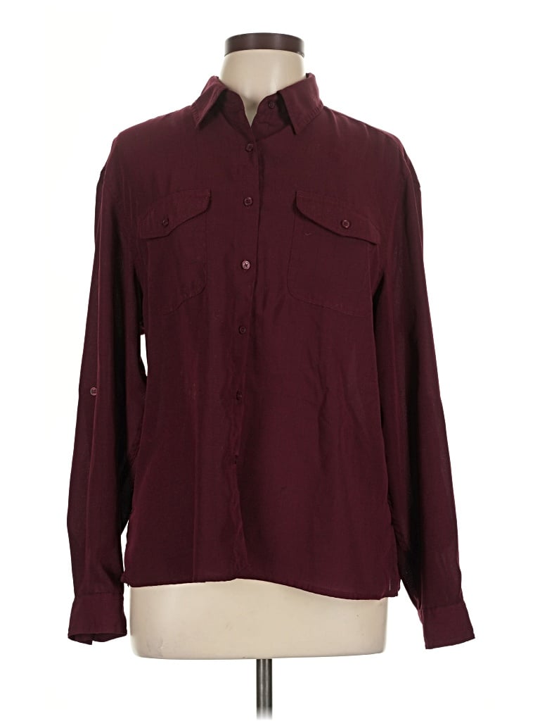 Pre-owned Laura Scott Long Sleeve Blouse In Burgundy