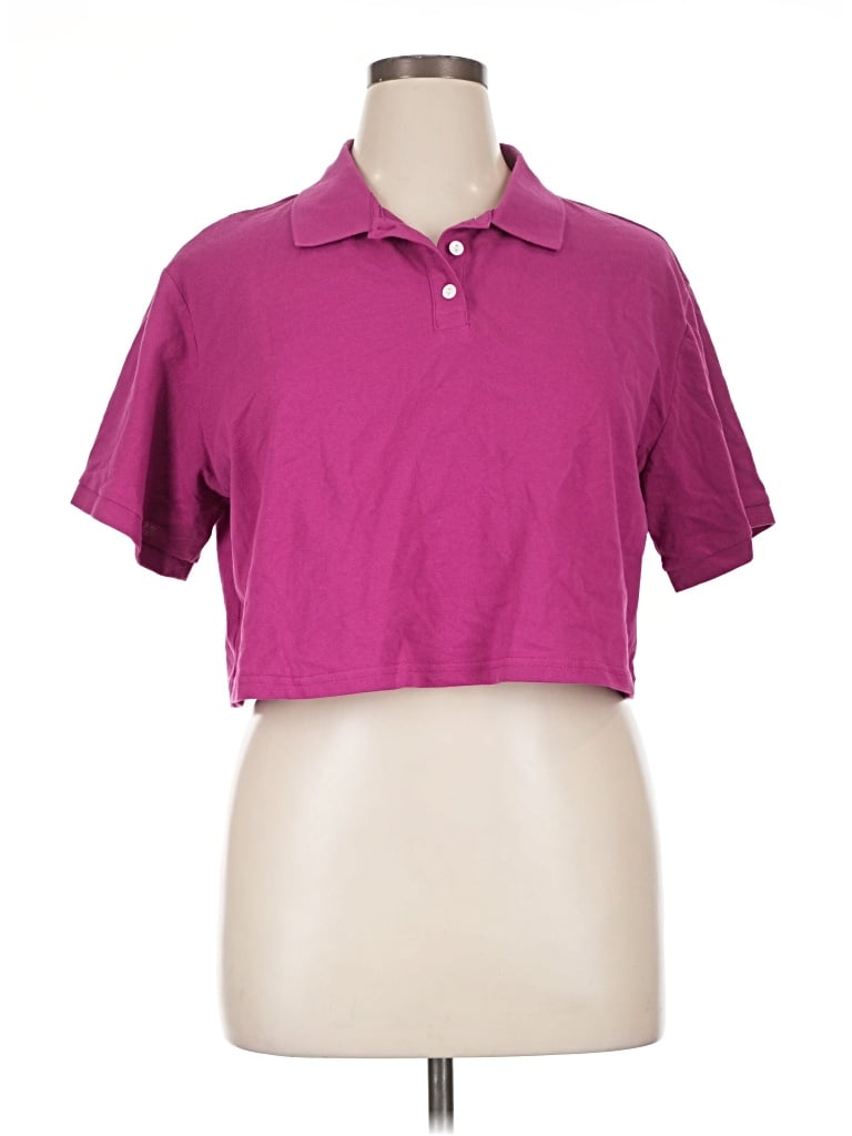 Wild Fable Short Sleeve Top Purple Collared Neckline Tops