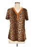 Unbranded Animal Print Brown Short Sleeve Blouse Size M - photo 1