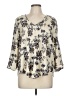 Fun2Fun 100% Rayon Floral Ivory 3/4 Sleeve Blouse Size M - photo 1