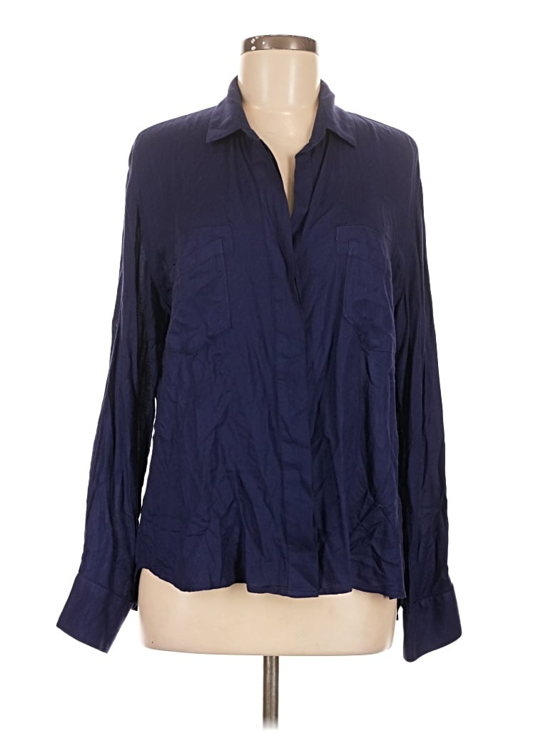 Pre-owned Bella Dahl Long Sleeve Blouse In Blue