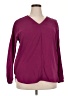 Lands' End 100% Polyester Burgundy Long Sleeve Blouse Size 18 - photo 1