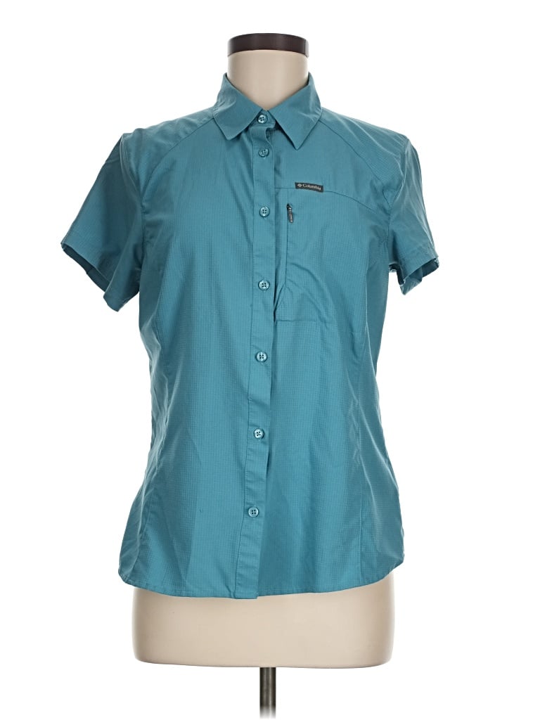 Pre-owned Columbia Short Sleeve Polo Shirt In Blue