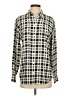 Equipment 100% Silk Checkered-gingham Ivory Long Sleeve Silk Top Size XS - photo 1
