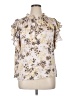 Unbranded 100% Polyester Floral Ivory Short Sleeve Blouse Size XL - photo 1