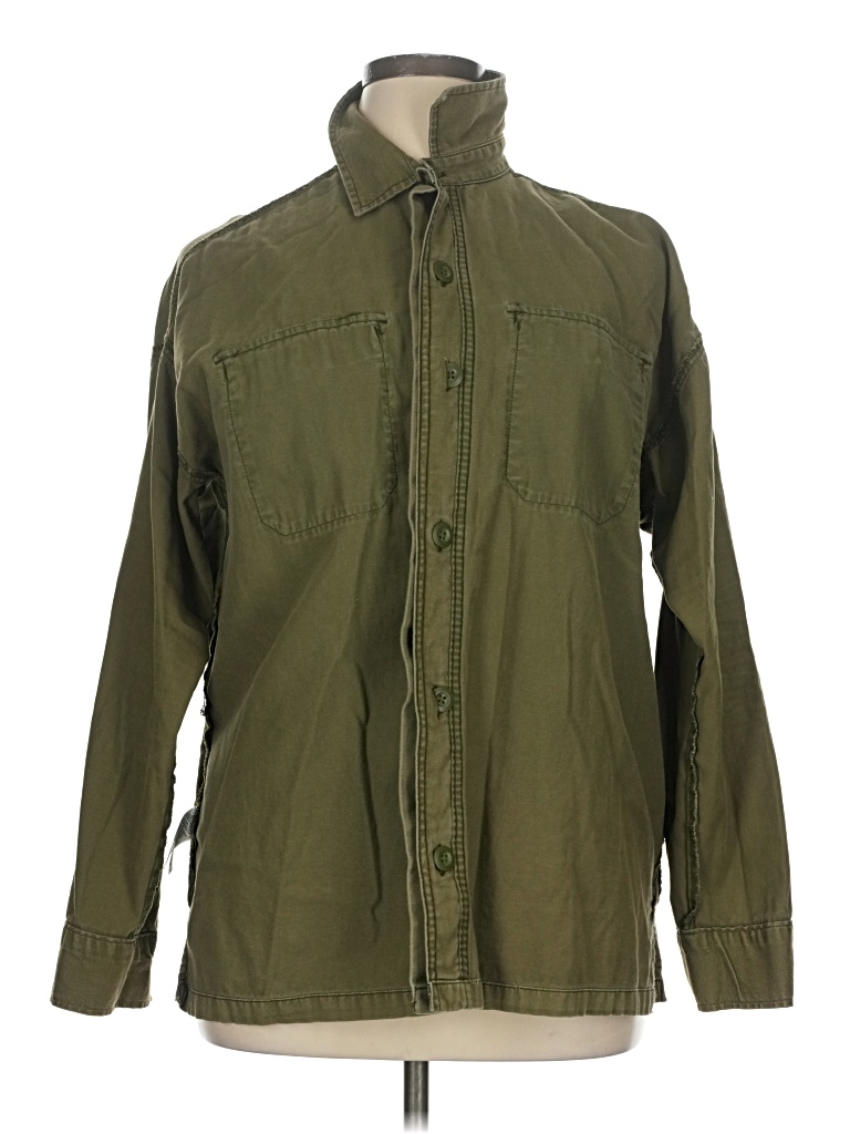 Pre-owned Old Navy Long Sleeve Button Down Shirt In Green