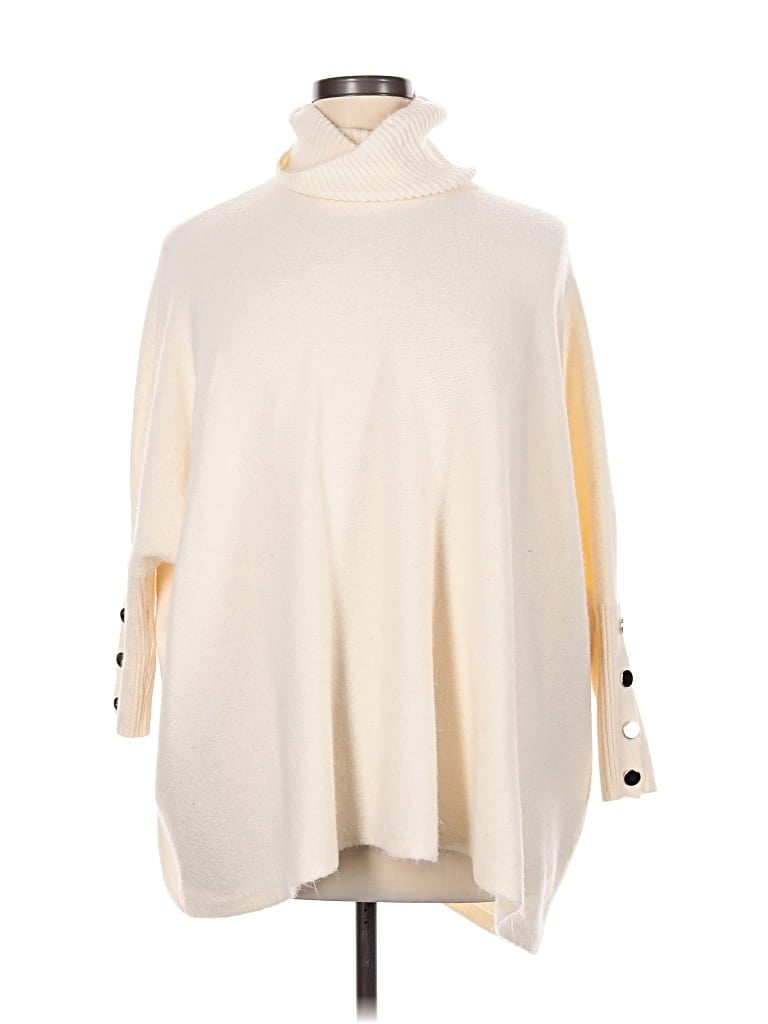 Pre-owned Anne Klein Turtleneck Sweater In White