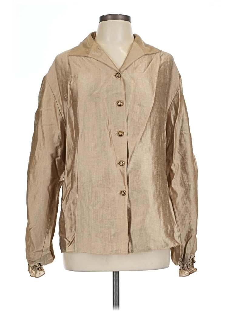 Pre-owned Lafayette 148 Long Sleeve Blouse In Tan