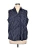 Basic Editions Blue Sleeveless Button-Down Shirt Size XXL - photo 1
