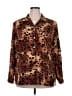 Impressions Animal Print Brown Long Sleeve Blouse Size XXL (estimated) - photo 1