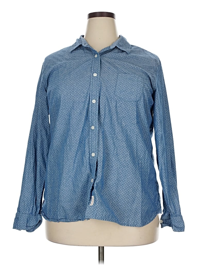 Pre-owned Weatherproof Long Sleeve Button Down Shirt In Blue