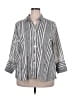 Unbranded Stripes Silver White 3/4 Sleeve Button-Down Shirt Size 22 - photo 1