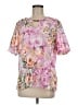 Assorted Brands Floral Pink Short Sleeve Blouse Size M - photo 1