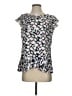 Banana Republic 100% Polyester Ivory Purple Short Sleeve Blouse Size S - photo 1