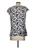 Banana Republic 100% Polyester Ivory Purple Short Sleeve Blouse Size S - photo 2