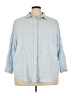 Rafaella Blue 3/4 Sleeve Button-Down Shirt Size 3X - photo 1