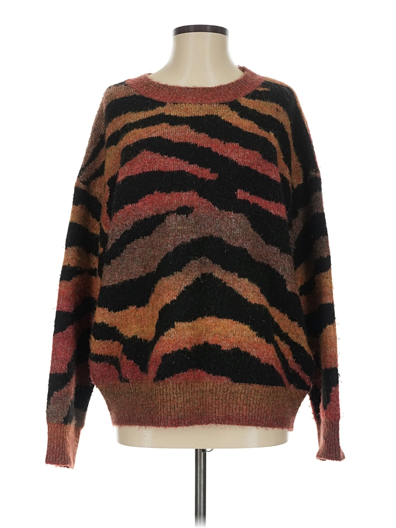Pull Femme Andthewhy – Ivoire – Manches Longues – Col Ras-du-Cou – Taille S/M – Avec Franges