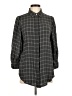 Something Navy 100% Viscose Plaid Gray 3/4 Sleeve Button-Down Shirt Size M - photo 1