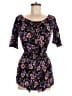Pink Rose Floral Black Romper Size L - photo 1