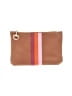 Unbranded 100% Leather Stripes Brown Tan Makeup Bag One size - photo 1