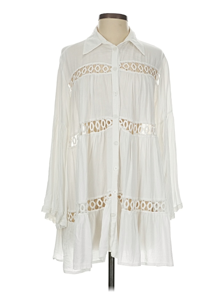 Pre-owned Unbranded 3/4 Sleeve Blouse In White