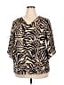 VIISHOW Animal Print Tan Short Sleeve Blouse Size 2X - photo 1