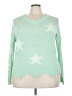 Main Strip 100% Acrylic Stars Green Pullover Sweater Size 3X - photo 1