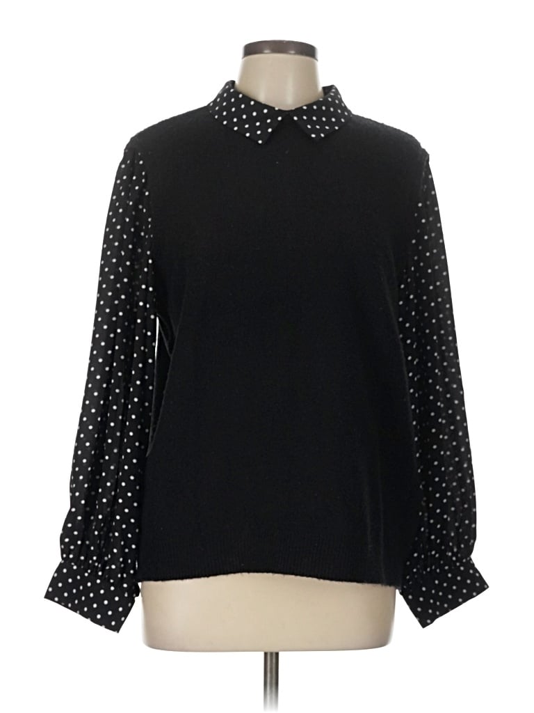 Pre-owned Cece Long Sleeve Blouse In Black