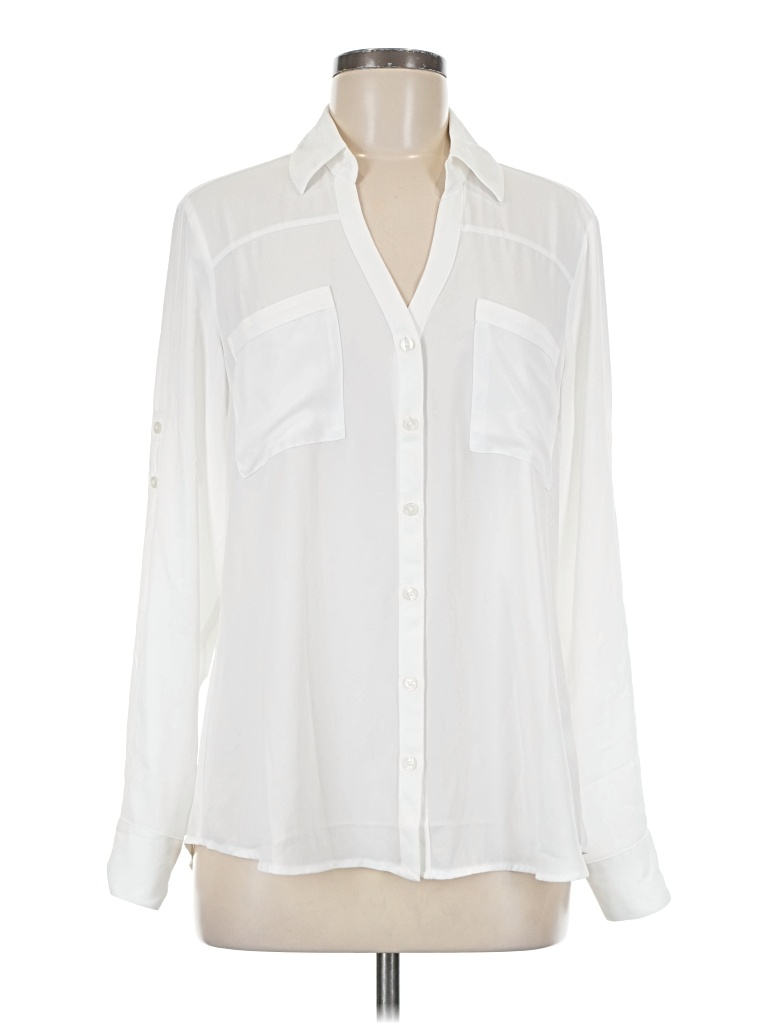 Pre-owned Express Long Sleeve Blouse In White