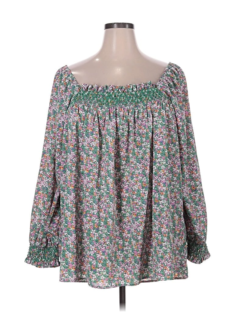 Pre-owned Jodifl 3/4 Sleeve Blouse In Green
