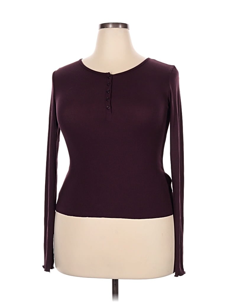 Pre-owned Dazy Long Sleeve T-shirt In Burgundy