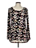 Lularoe Floral Graphic Black Long Sleeve Henley Size L - photo 1