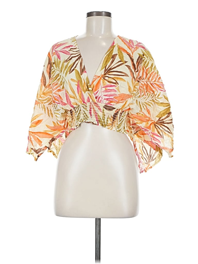 Pre-owned Lulus 3/4 Sleeve Blouse In Yellow