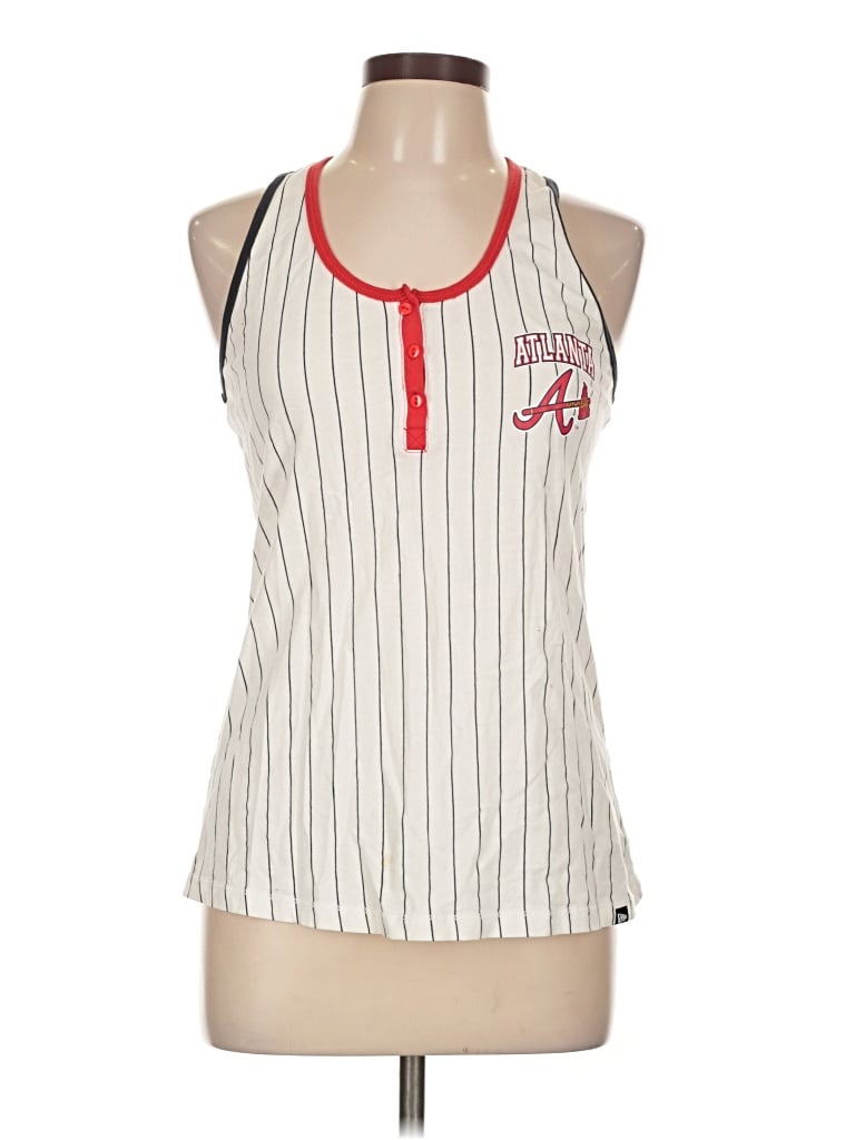 Pre-owned New Era Tank Top Ivory Halter Neckline Tops In White